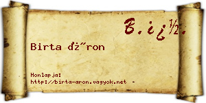 Birta Áron névjegykártya