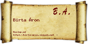 Birta Áron névjegykártya